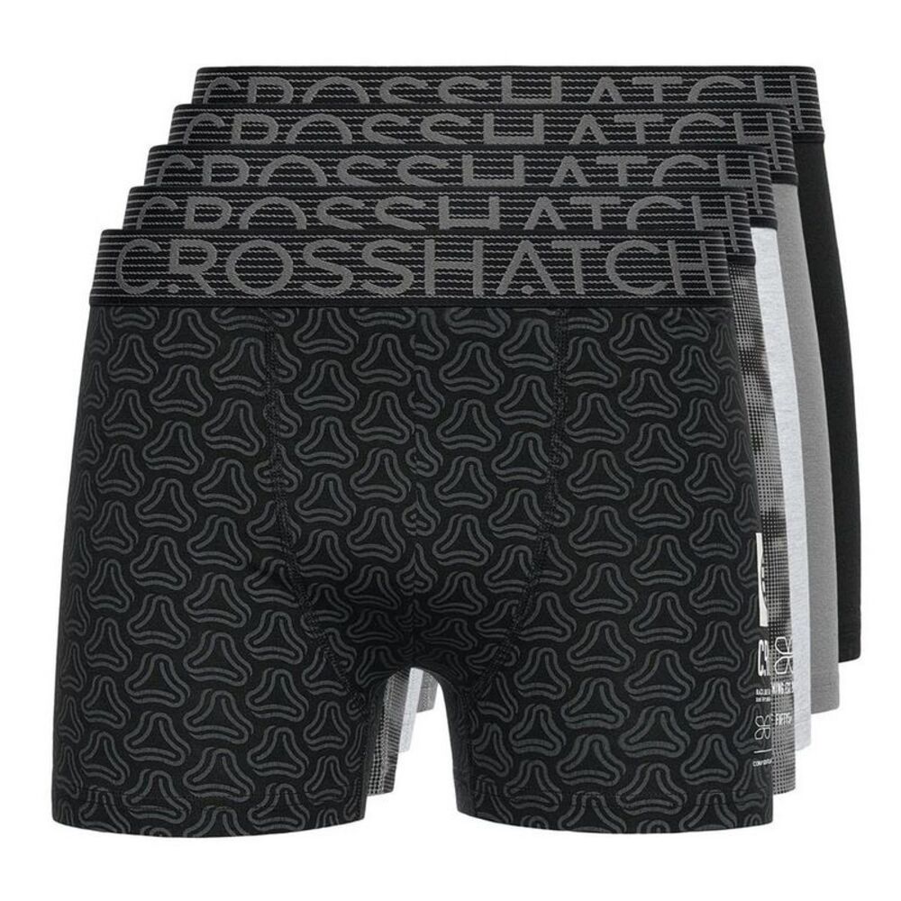 Crosshatch Mens Buzzard Boxer Shorts (Pack of 5) / Grey Marl/Black